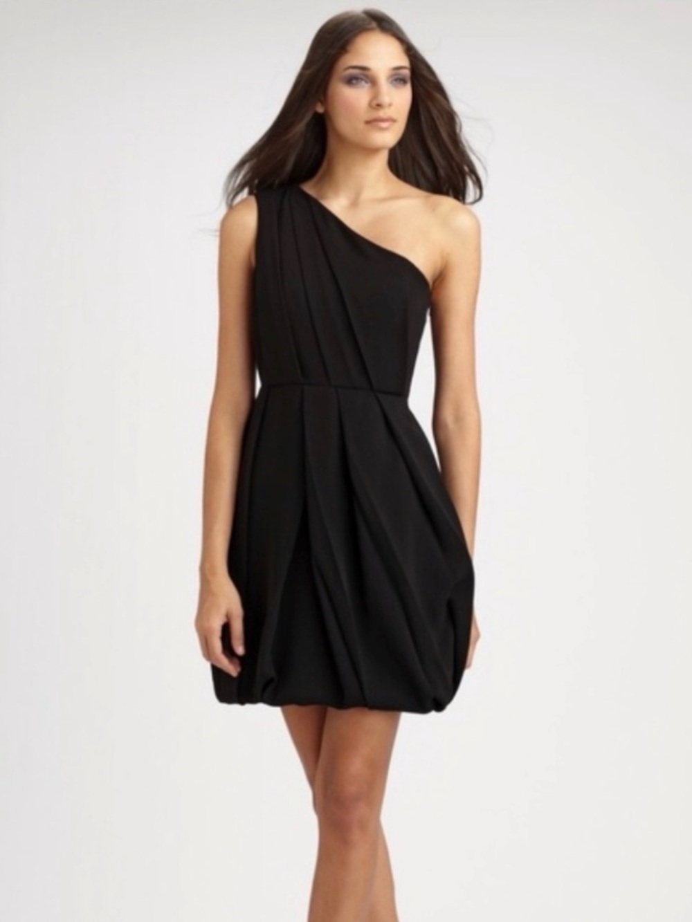 Shoshanna Black One-Shoulder Bubble Hem Dress